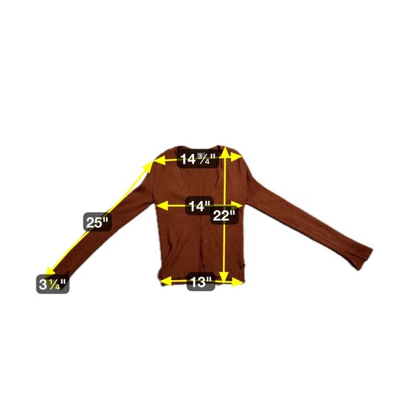 Abercrombie & Fitch Ribbed Button-Down Cardigan Women's M Rust Brown Knit Top - Picture 7 of 7